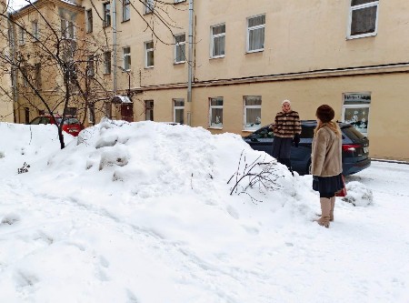 Сад памяти завалили снегом